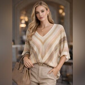 Striped V-Neck Sweater made in USA